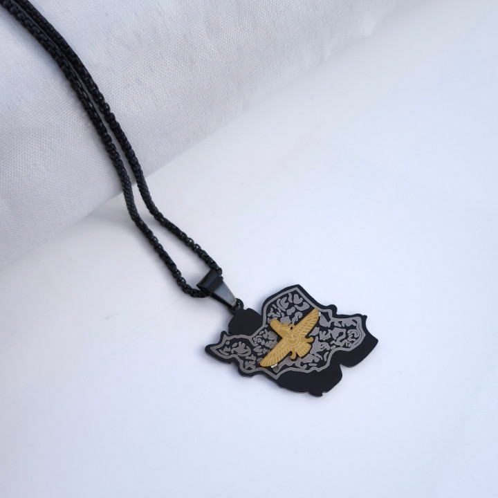 خرید گردنبند ایران هخامنشی مشکی استیل رنگ ثابت قیمت مناسب