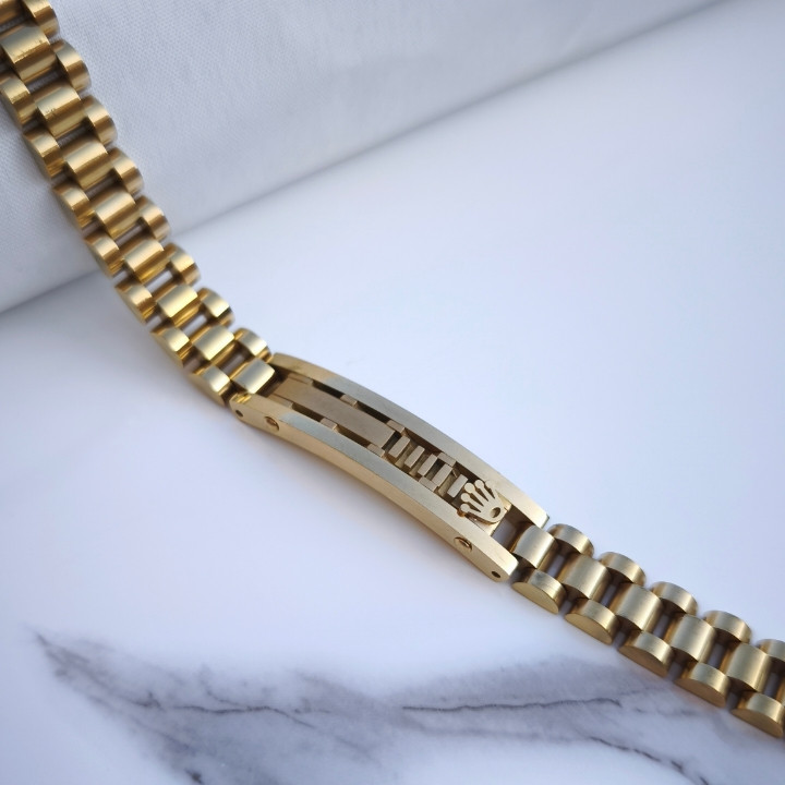 خرید دستبند رولکس مردانه طلایی استیل رنگ ثابت شیک ارزان مناسب کادو