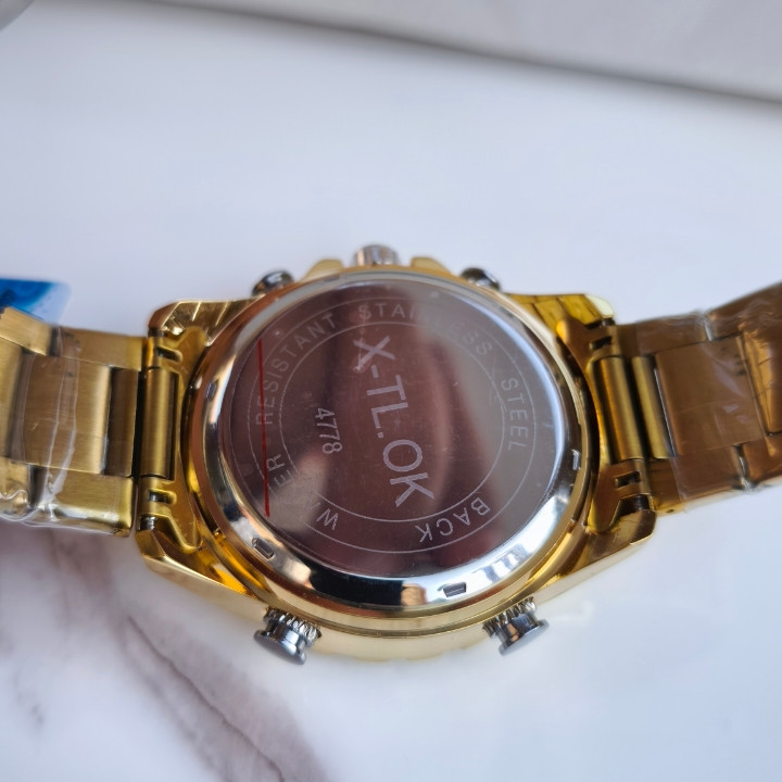 خرید ساعت عقربه ای دیجیتالی طلایی مردانه استیل رنگ ثابت شیک