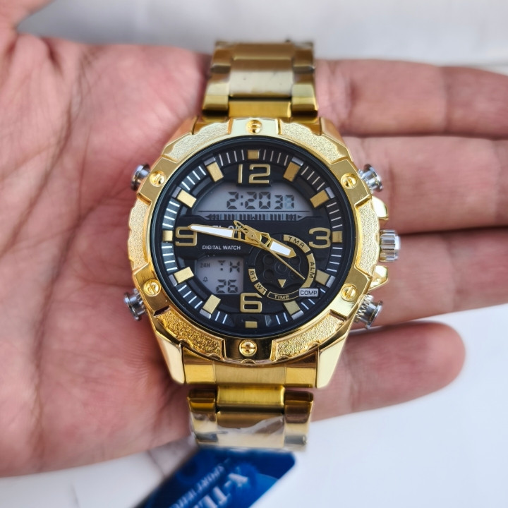 خرید ساعت مردانه شیک قیمت مناسب برای کادو طلایی رنگ ثابت