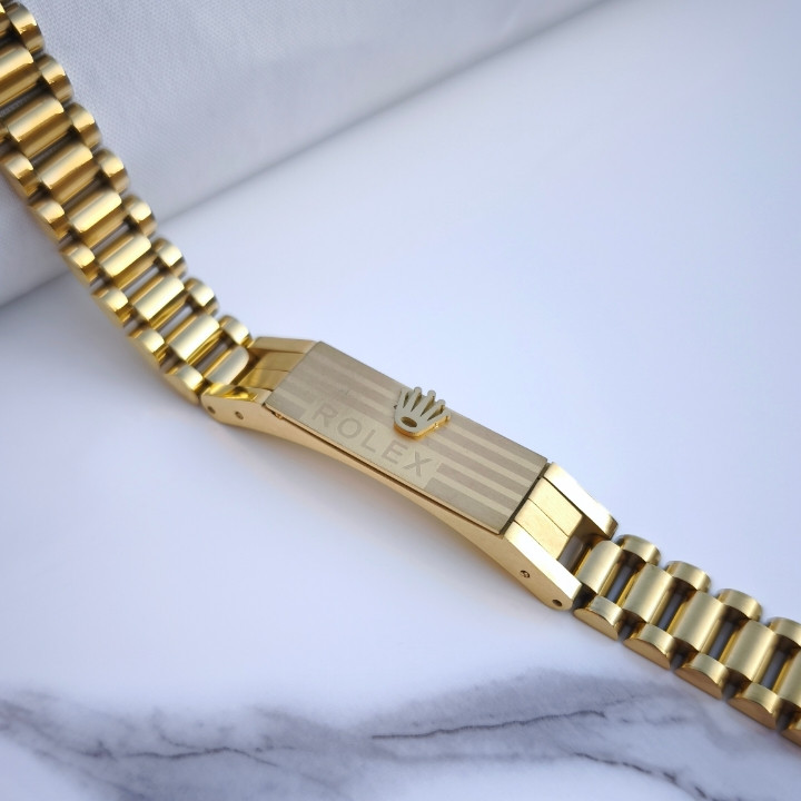 خرید دستبند مردانه طلایی رولکس استیل رنگ ثابت شیک قیمت مناسب