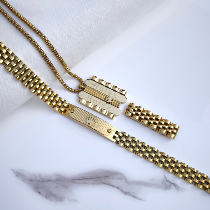 خرید ست اکسسوری مردانه طلایی شیک خاص قیمت مناسب برای کادو