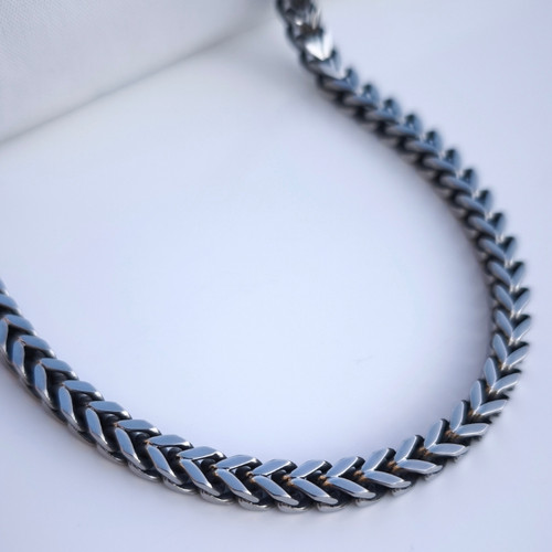 خرید زنجیر دم روباهی مردانه استیل رنگ ثابت شیک رنگ ثابت سیاه قلم