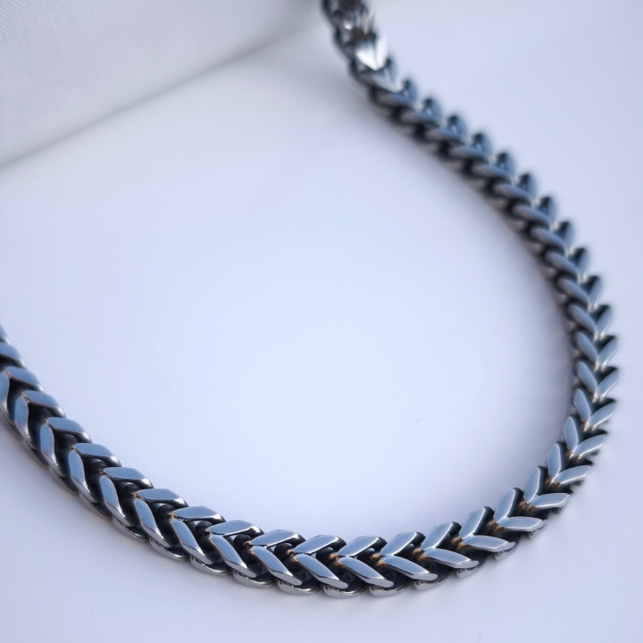 خرید زنجیر دم روباهی مردانه استیل رنگ ثابت شیک رنگ ثابت سیاه قلم