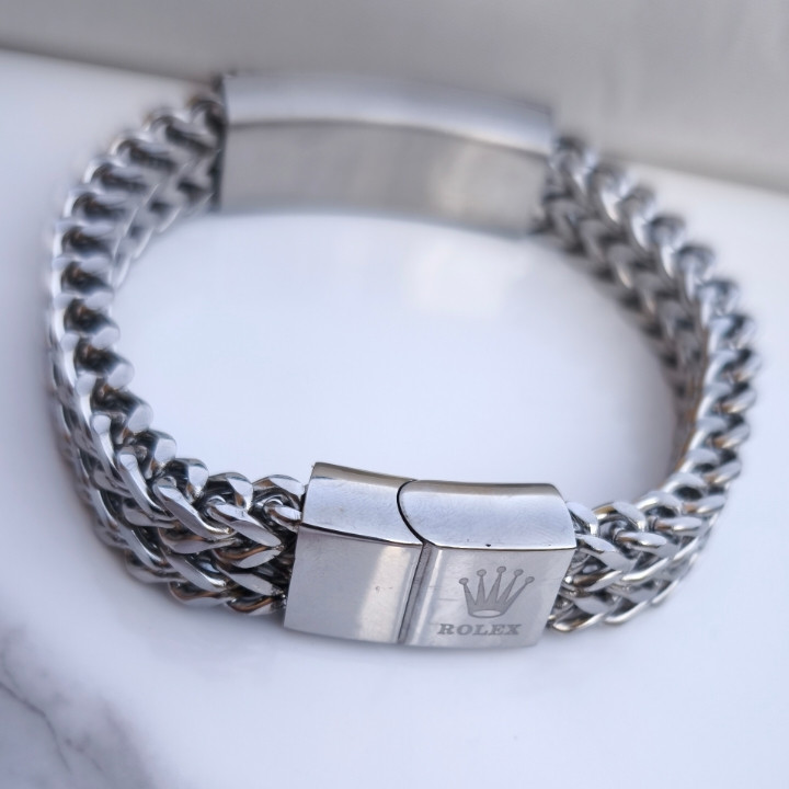 خرید دستبند زنجیری مردانه رولکس استیل رنگ ثابت شیک قیمت مناسب