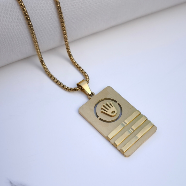 خرید گردنبند مردانه رولکس طلایی استیل شیک ارزان