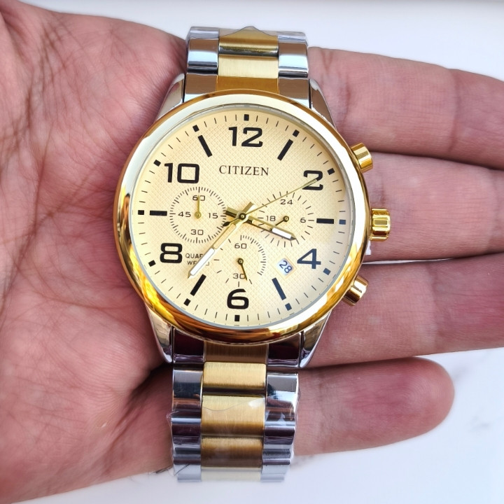 خرید ساعت مردانه سیتیزن استیل طلایی نقره ای شیک ارزان مناسب هدیه