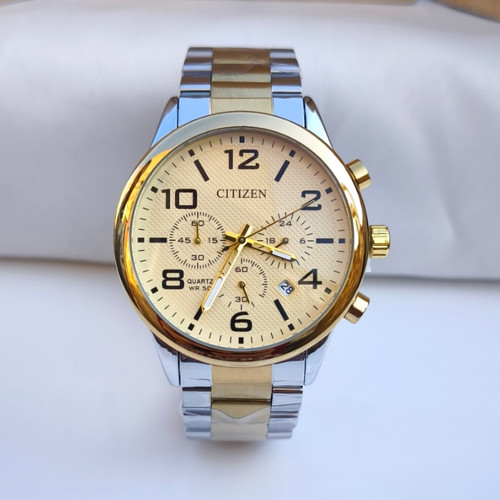 خرید ساعت مردانه سه موتور نقره ای طلایی سیتیزن شیک قیمت مناسب