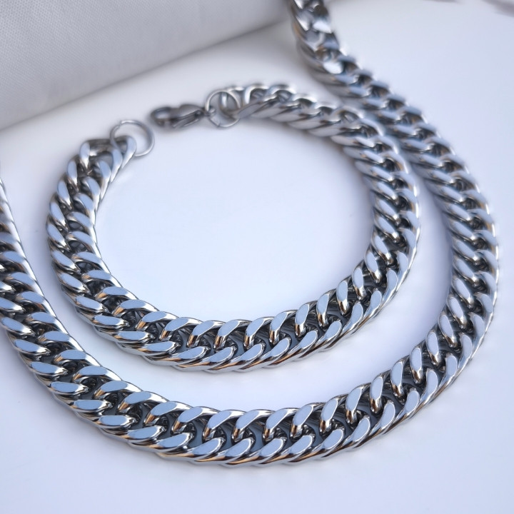 خرید ست زنجیر دستبند مردانه کارتیه استیل رنگ ثابت شیک ارزان مناسب هدیه