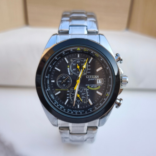 خرید ساعت مردانه سه موتور کرنوگراف سیتیزن نقره ای استیل رنگ ثابت شیک ارزان