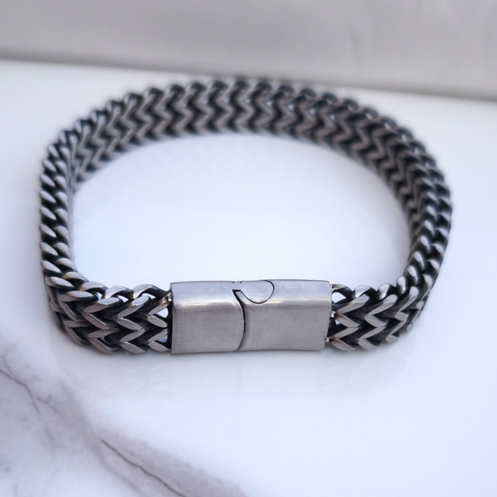 خرید دستبند مردانه زنجیری استیل رنگ ثابت شیک ارزان مناسب کادو