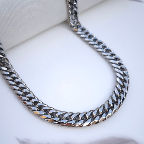 خرید زنجیر مردانه کارتیر ۹ میل ۶۰ سانتی استیل نقره ای رنگ ثابت شیک ارزان