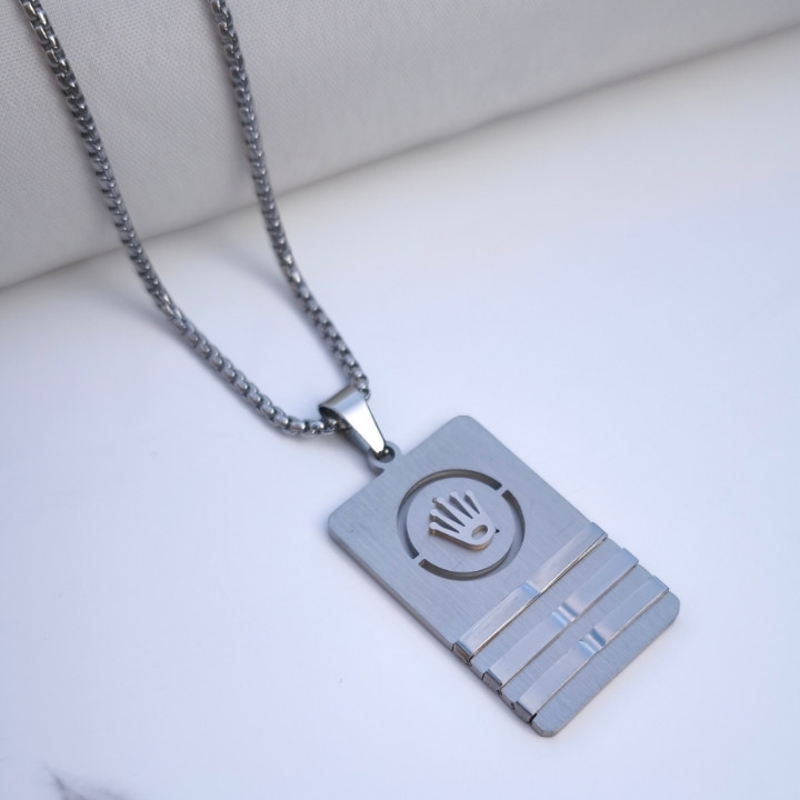 خرید گردنبند رولکس نقره ای مردانه استیل رنگ ثابت شیک ارزان مناسب کادو