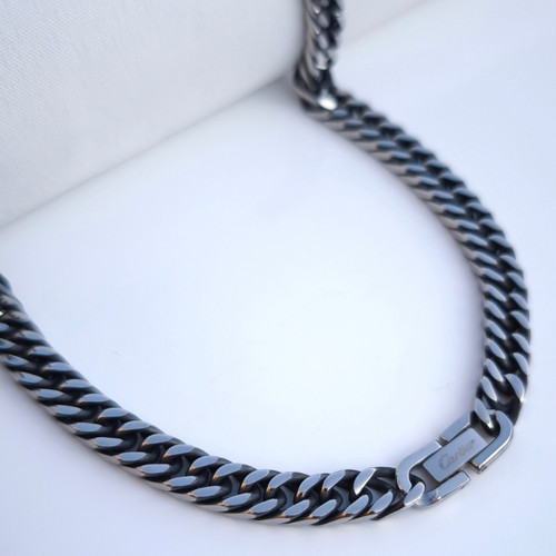 خرید زنجیر کارتیر سیاه قلم قفل اصلی استیل رنگ ثابت شیک ارزان مناسب کادو