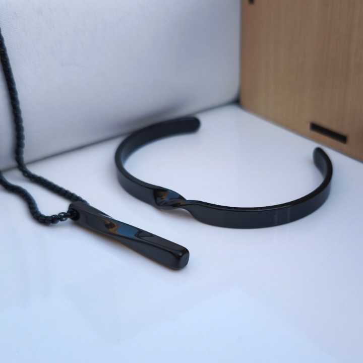 خرید ست دستبند گردنبند مردانه مشکی استیل رنگ ثابت قیمت مناسب