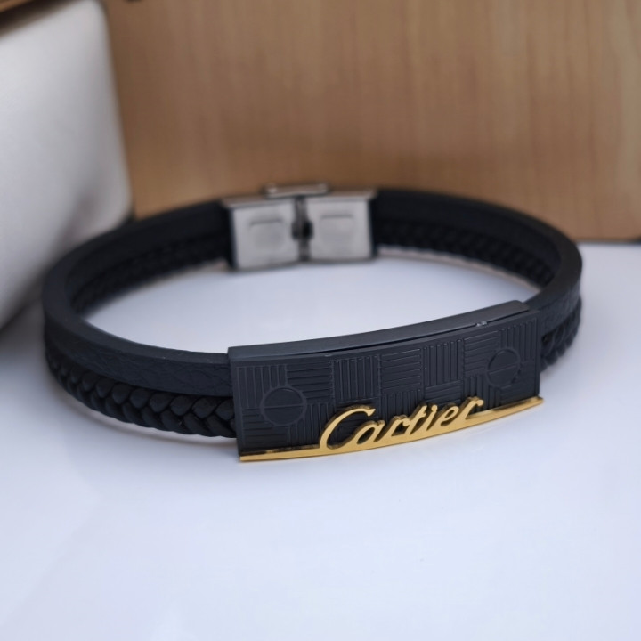 خرید دستبند چرمی پسرانه کارتیه دو دور شیک ارزان مناسب هدیه