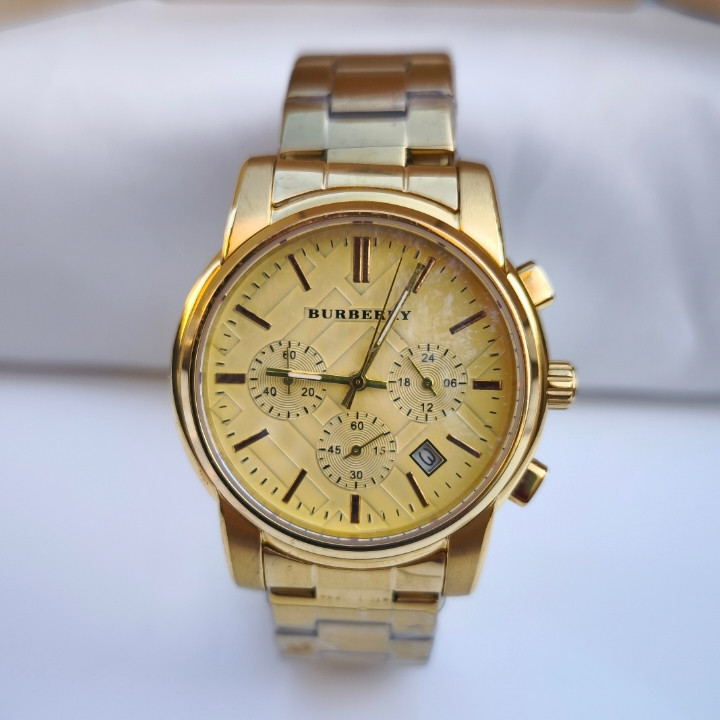 خرید ساعت مردانه طلایی سه موتور کرنوگراف استیل شیک ارزان مناسب کادو