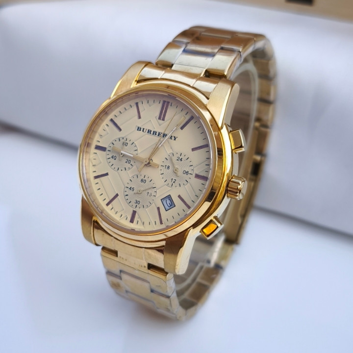 خرید ساعت مردانه bueberry استیل طلایی سه موتوره کرنوگراف شیک ارزان مناسب هدیه