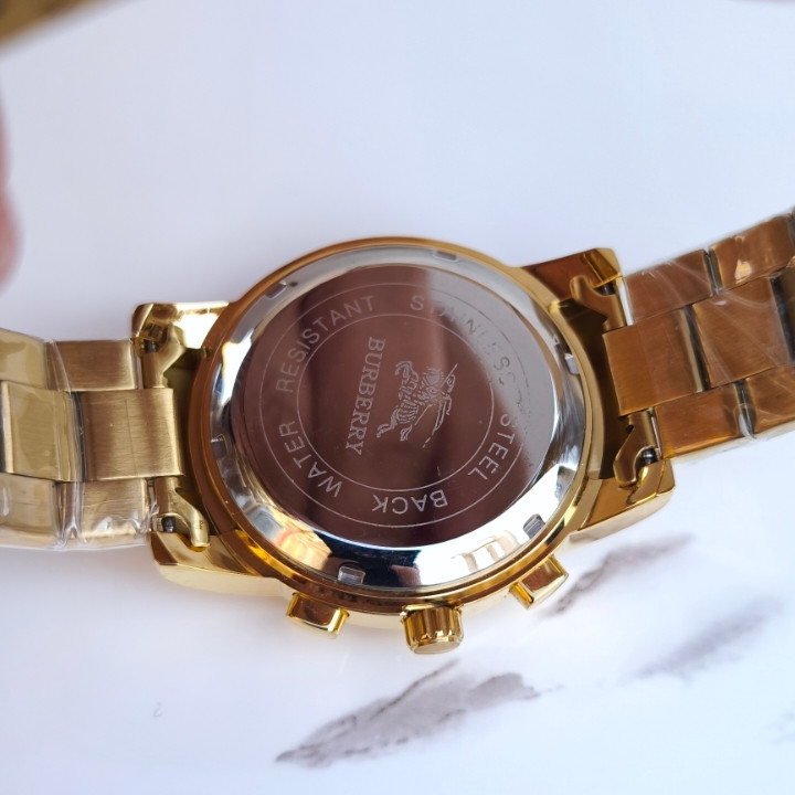 خرید ساعت طلایی مردانه بندفلزی سه موتور فعال شیک ارزان مناسب کادو