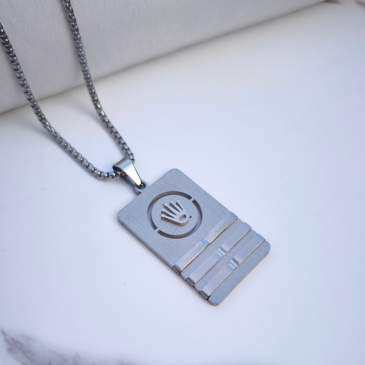 خرید گردنبند رولکس مردانه نقره ای استیل شیک ارزان مناسب کادو