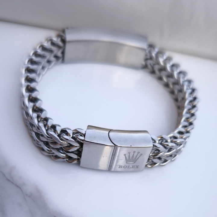 خرید دستبند مردانه زنجیری رولکس استیل رنگ ثابت شیک ارزان مناسب هدیه
