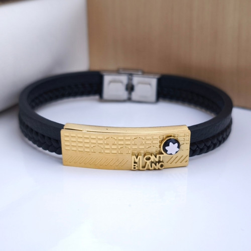 خرید دستبند چرمی مونتبلانک دو دور ارزان شیک مناسب هدیه