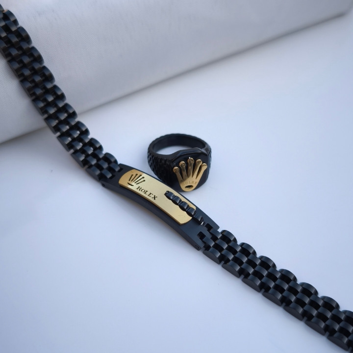 خرید ست انگشتر دستبند مردانه رولکس استیل رنگ ثابت شیک قیمت مناسب