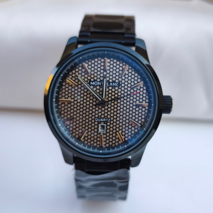 خرید ساعت مردانه مشکی استیل مونت بلانک رنگ ثابت شیک ارزان مناسب کادو