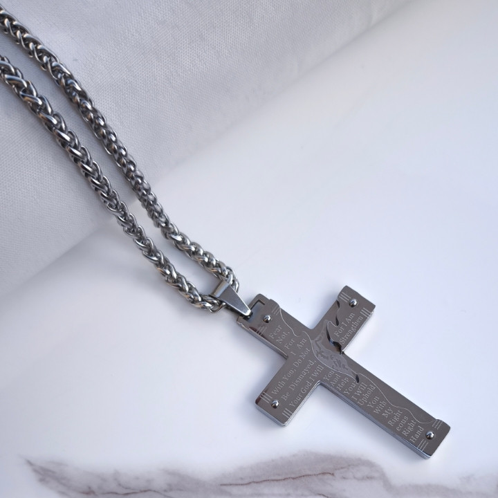 خرید پلاک صلیب بزرگ استیل رنگ ثابت شیک ارزان مناسب هدیه