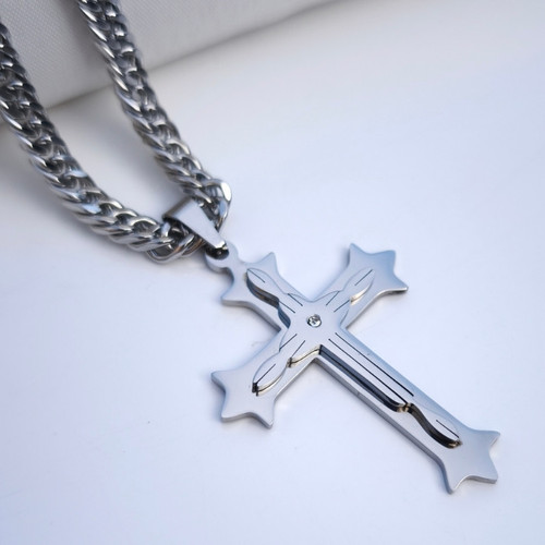 خرید گردنبند صلیب استیل رنگ ثابت شیک ارزان مناسب کادو