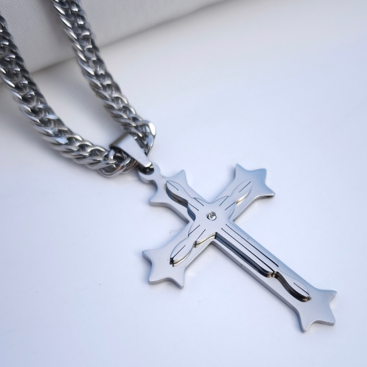 خرید گردنبند صلیب استیل رنگ ثابت شیک ارزان مناسب کادو