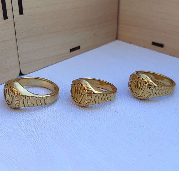 خرید انگشتر رولکس مردانه طلایی استیل رنگ ثابت شیک ارزان مناسب کادو