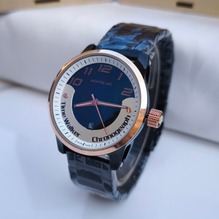 خرید ساعت مونتبلانک مردانه مشکی بند فلزی رنگ ثابت شیک قیمت مناسب