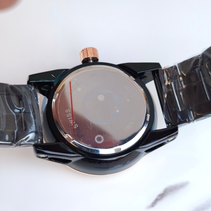 خرید ساعت استیل مردانه مشکی مونت بلانک رنگ ثابت مناسب کادو