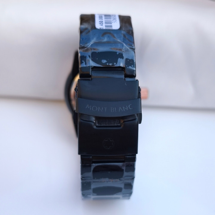 ساعت مشکی بند فلزی مردانه مون بلان استیل رنگ ثابت شیم ارزان مناسب هدیه