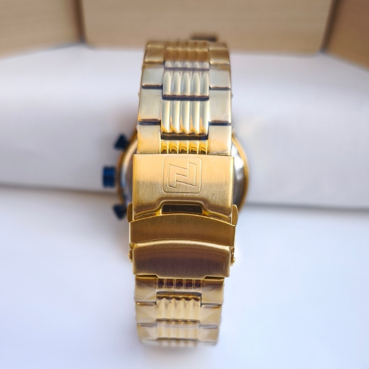 خرید ساعت استیل مردانه طلایی سه موتور کرنوگراف ناوی فورس