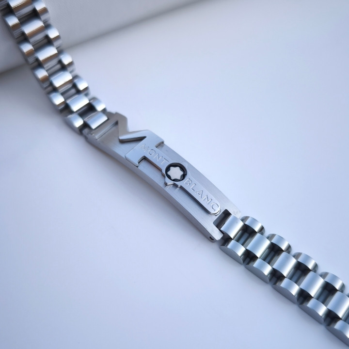 خرید دستبند مردانه مونتبلانک استیل رنگ ثابت شیک ارزان مناسب کادو